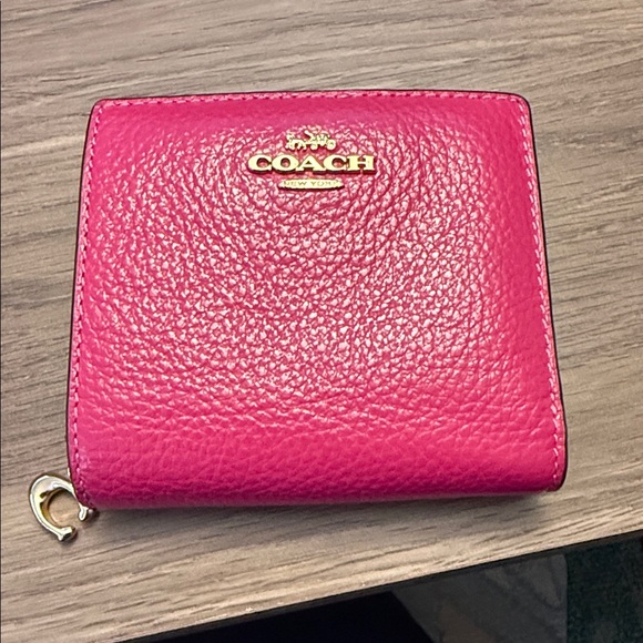 Coach Fuchsia Leather Wallet with Gold Accents - Picture 1 of 4